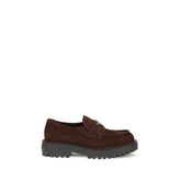 Prada Brown Calf Leather Bos Taurus Slip-On Loafers